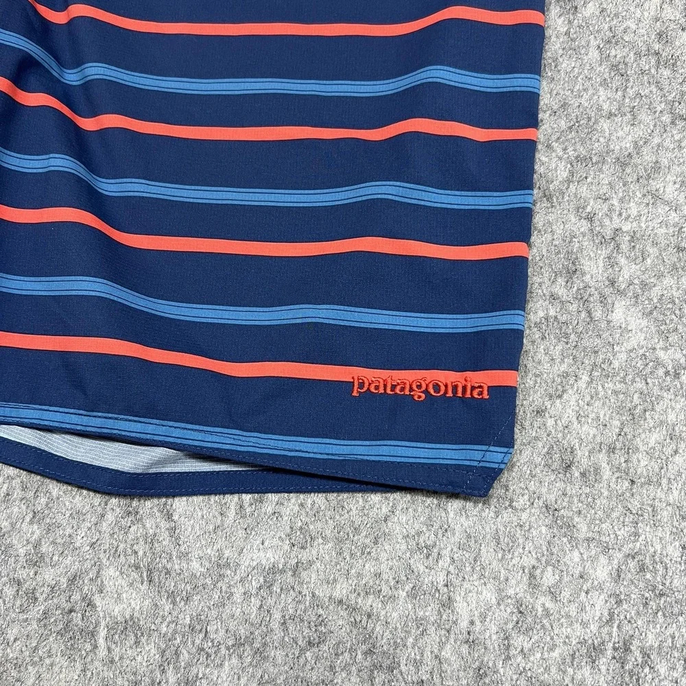 Patagonia Board Shorts Mens 30 Blue Stripe Drawstring Swim Trunks Quick Dry Surf
